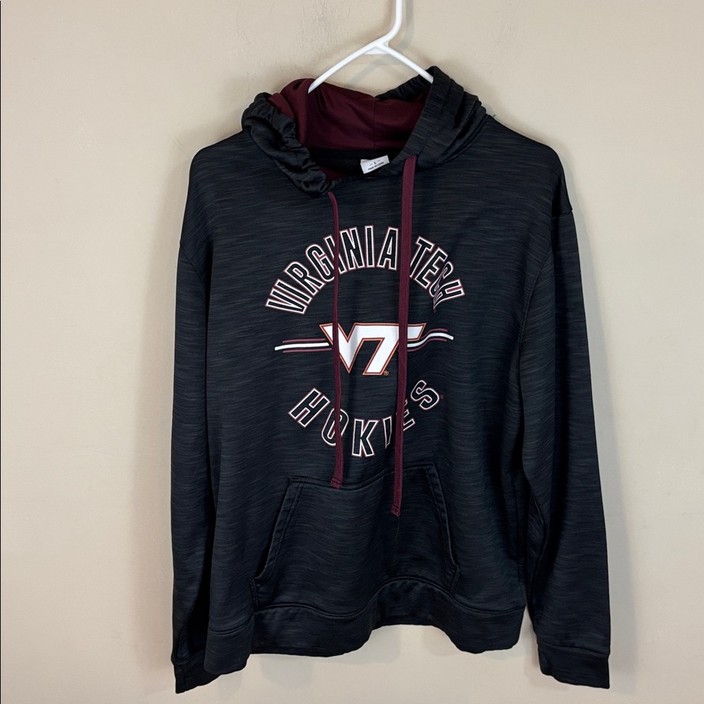 Captivating Marled Gray Virginia Tech Hokes Hoodie Size Large